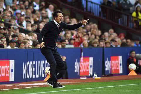 Premier League 2024-25: Aston Villa's head coach Unai Emery reacts during match against Arsenal